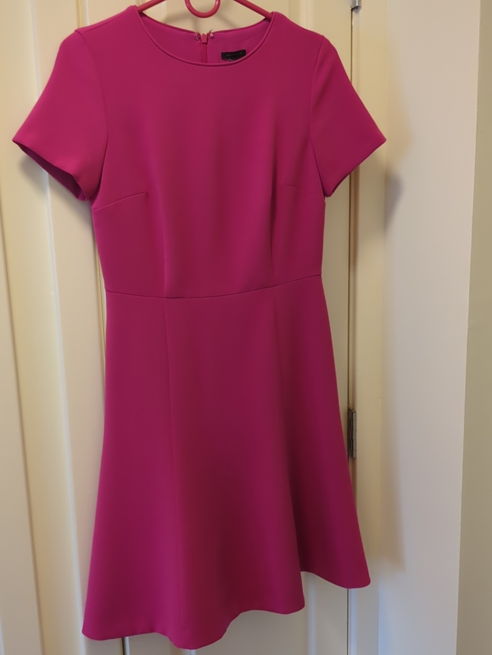 Ann Taylor Hot Pink Short-Sleeve Fit & Flare Dress